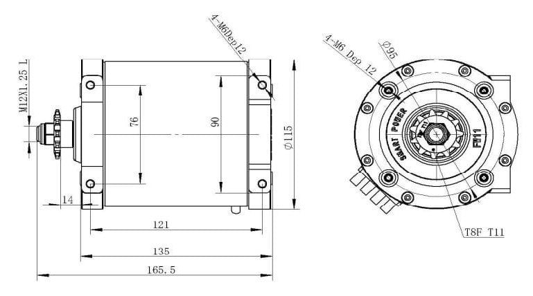 Moteur 48-72v 2kw/5kw nominal
